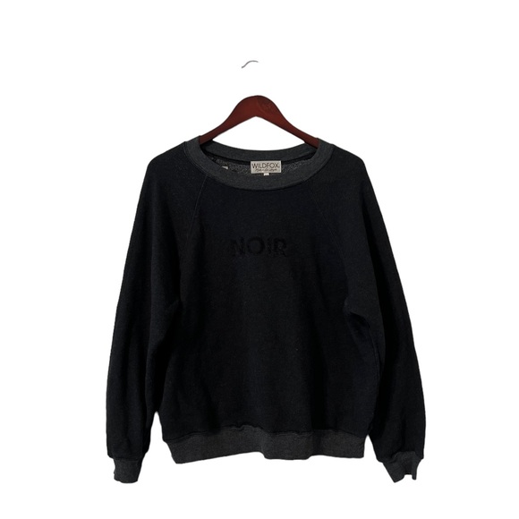 ✨ Wildfox Noir Gray Fleece Sweatshirt Crew Pullover Top - Picture 4 of 6
